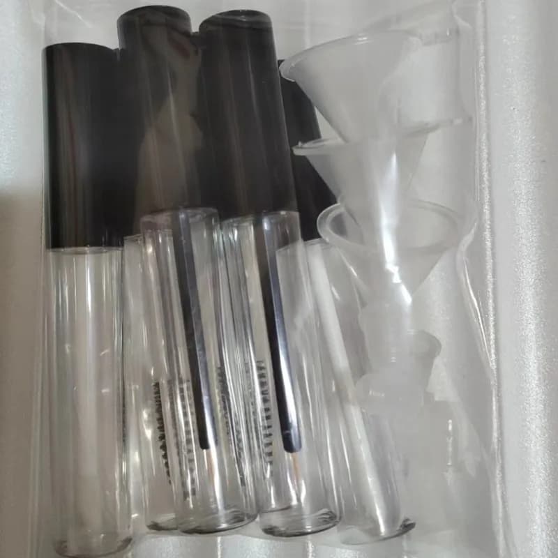 Lot de 3 tubes de mascara vides de 10 ml avec brosse à mascara, flacon distributeur universel pour huile de ricin avec 3 entonnoirs, 3 pipettes