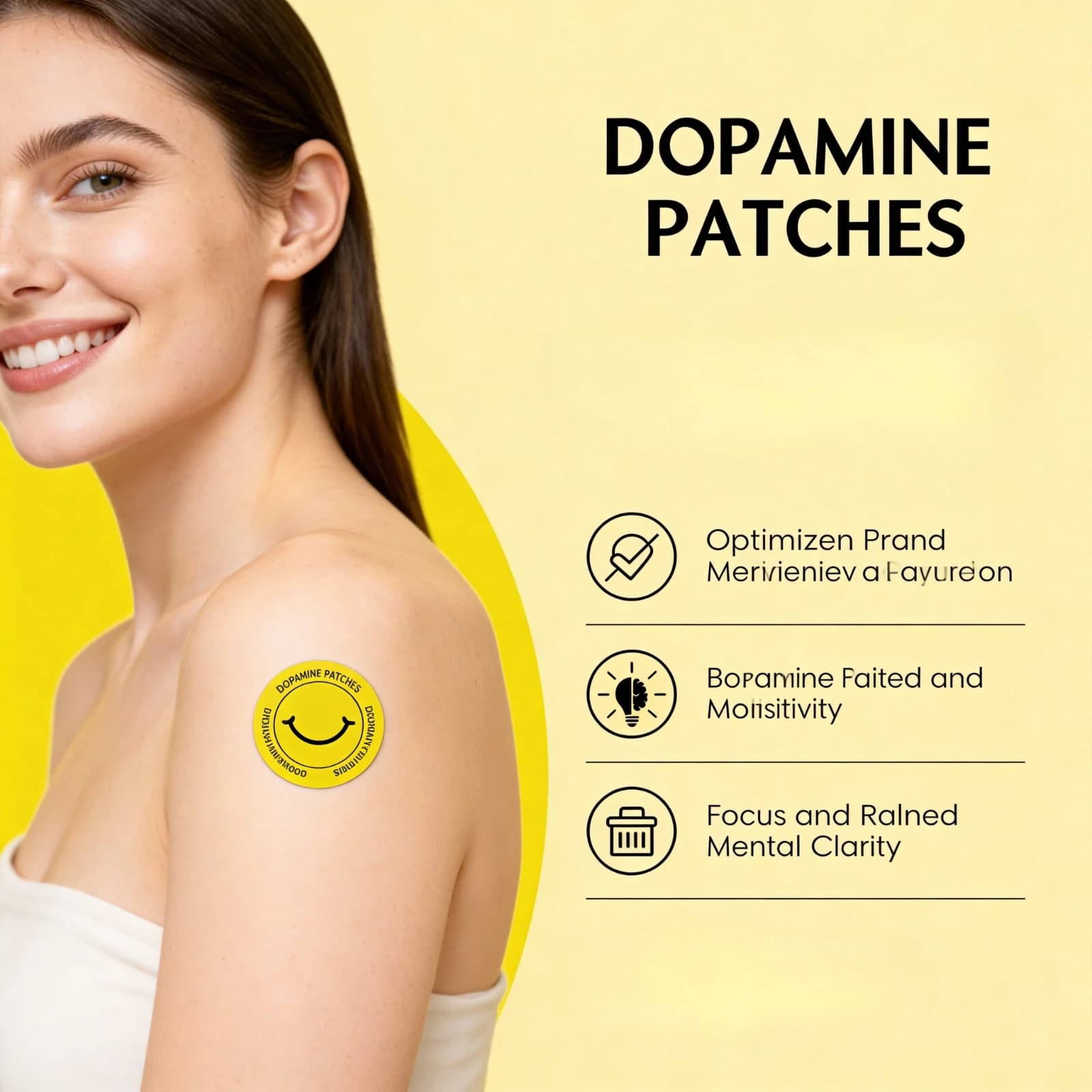 Patchs de Dopamine : Boost de Vitalité, Amélioration Instantanée de l'Humeur et de la Concentration, Soin Corporel Bien-être