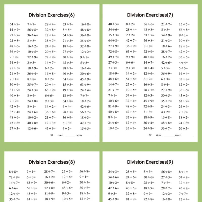 Cahiers d'exercices mathématiques pour enfants, livres de pratique de multiplication et de division, cartes arithmétiques, fournitures scolaires, apprentissage des mathématiques pour étudiants