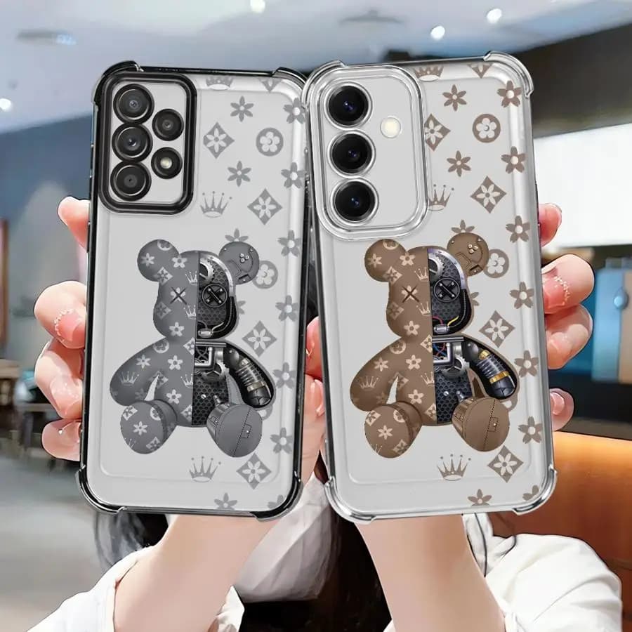 Étui de luxe R-Robots Bears pour Samsung Galaxy A16 A06 A73 A13 A15 A05 A23 A51 A12 A03 A07 A53 A54 A34 A33 A50 A14 A04 A24