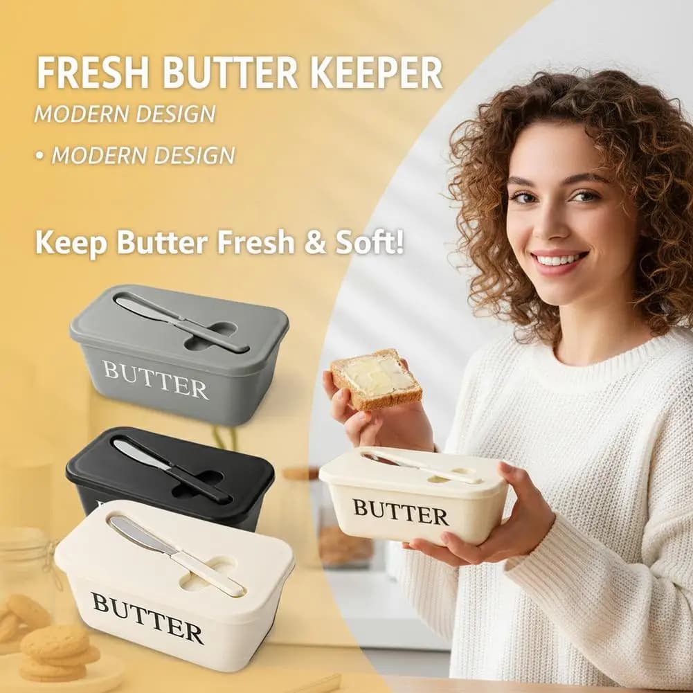 Pot à beurre en PP avec couvercle et spatule, boîte à beurre hermétique pour réfrigérateur, récipient de rangement moderne pour beurre, fromage à la crème