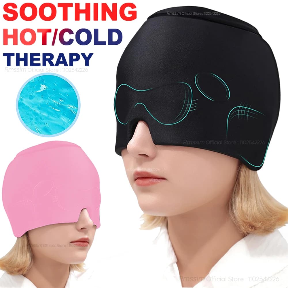 Chapeau de soulagement de la Migraine, chapeau pour les maux de tête, Gel, thérapie chaude et froide, casquette de glace pour soulager la douleur, masque pour les yeux, soulagement de la pression du S