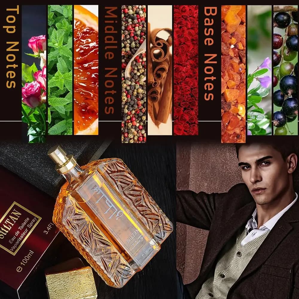 Parfum de dubaï pour hommes Eau de Parfum Sultan or huile de Parfum 3.4 Fl.oz parfum longue durée parfum arabe exotique huile de Parfum Spray