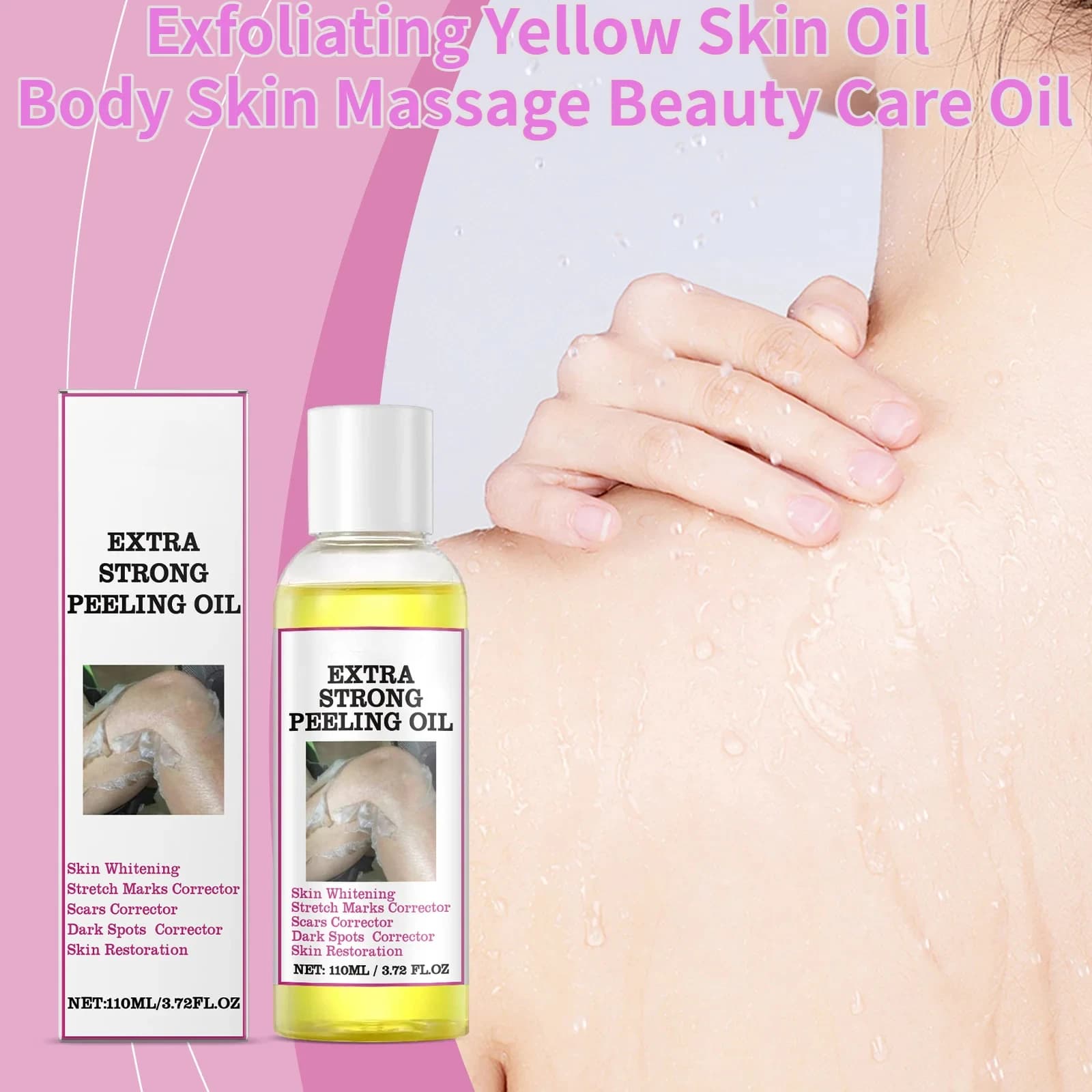 Huile exfoliante jaune pour la peau du corps
