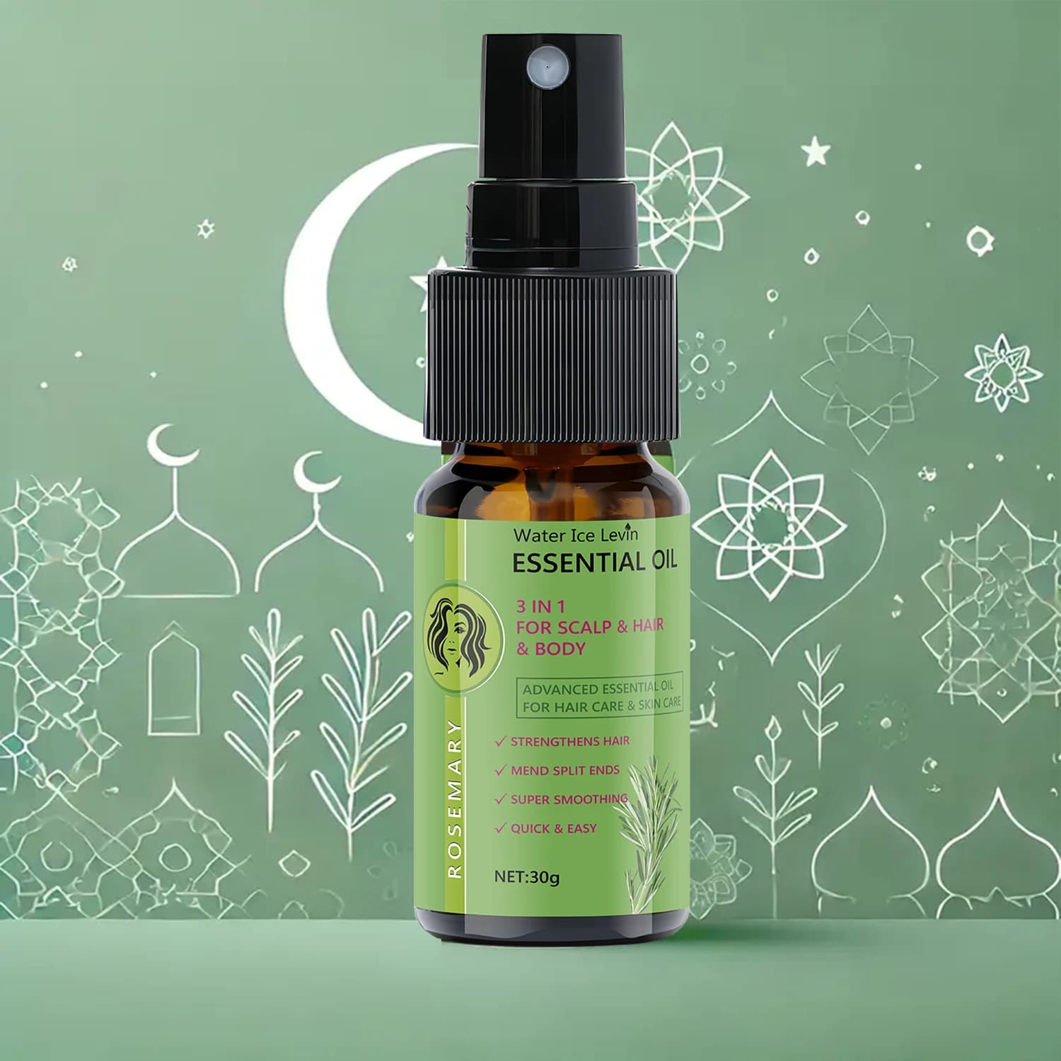 Huile Essentielle de Romarin 3 en 1 pour Cheveux et Cuir Chevelu - Renforce et Lisse, Anti-Frisottis, Nutrition Hivernale, Absorption Rapide