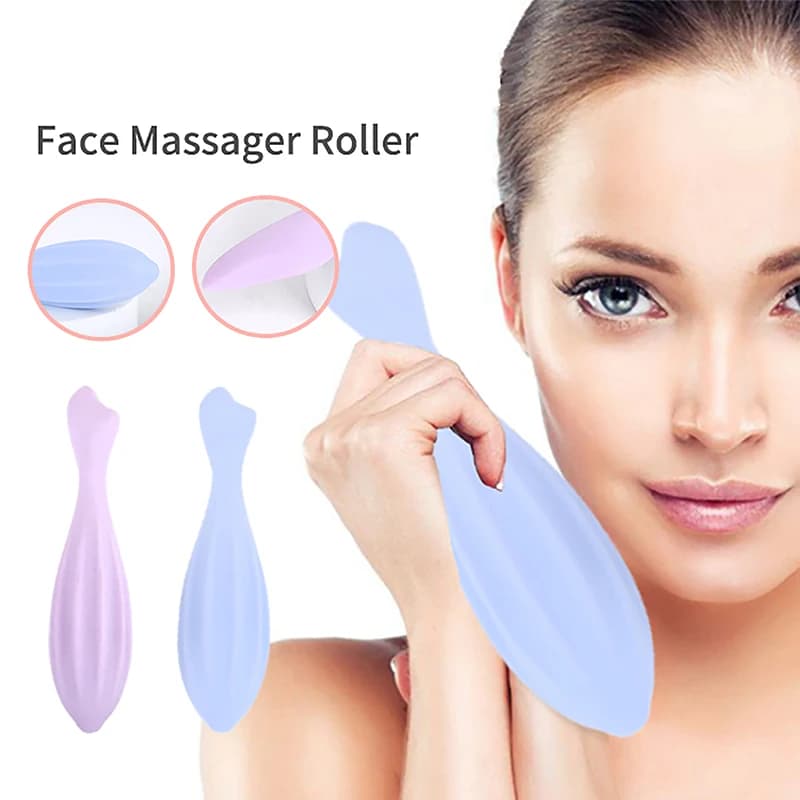 Rouleau de beauté Gua Sha en silicone pour le visage et les yeux, outils de soins de la peau, massage du visage