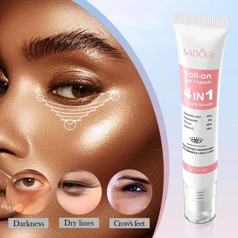 SADOER 4in1 crème hydratante à rouler pour les yeux Anti cernes sacs pour les yeux raffermissant hydratant sérum pour les yeux soins de la peau pour les yeux de beauté