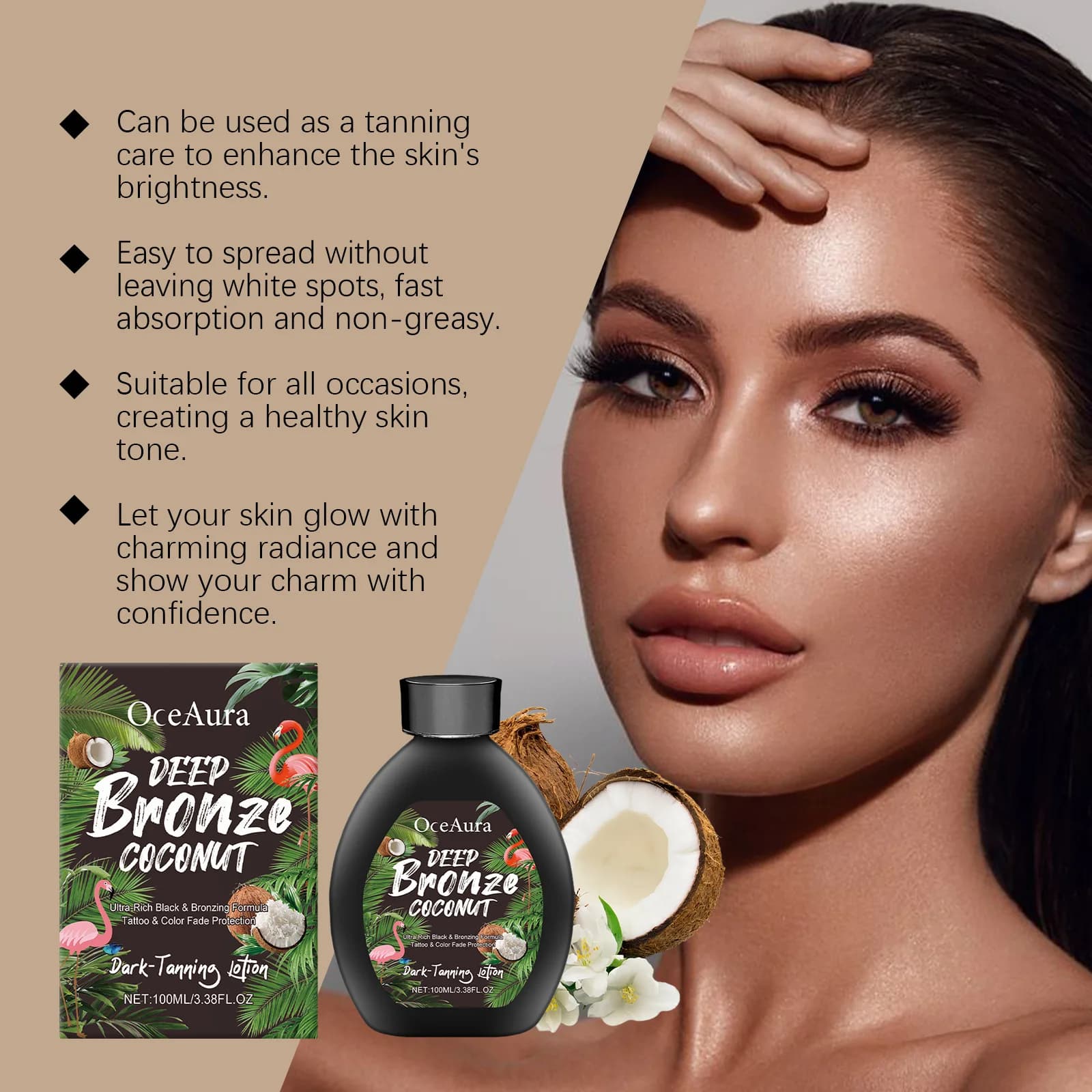 Lotion de bronzage à la noix de coco