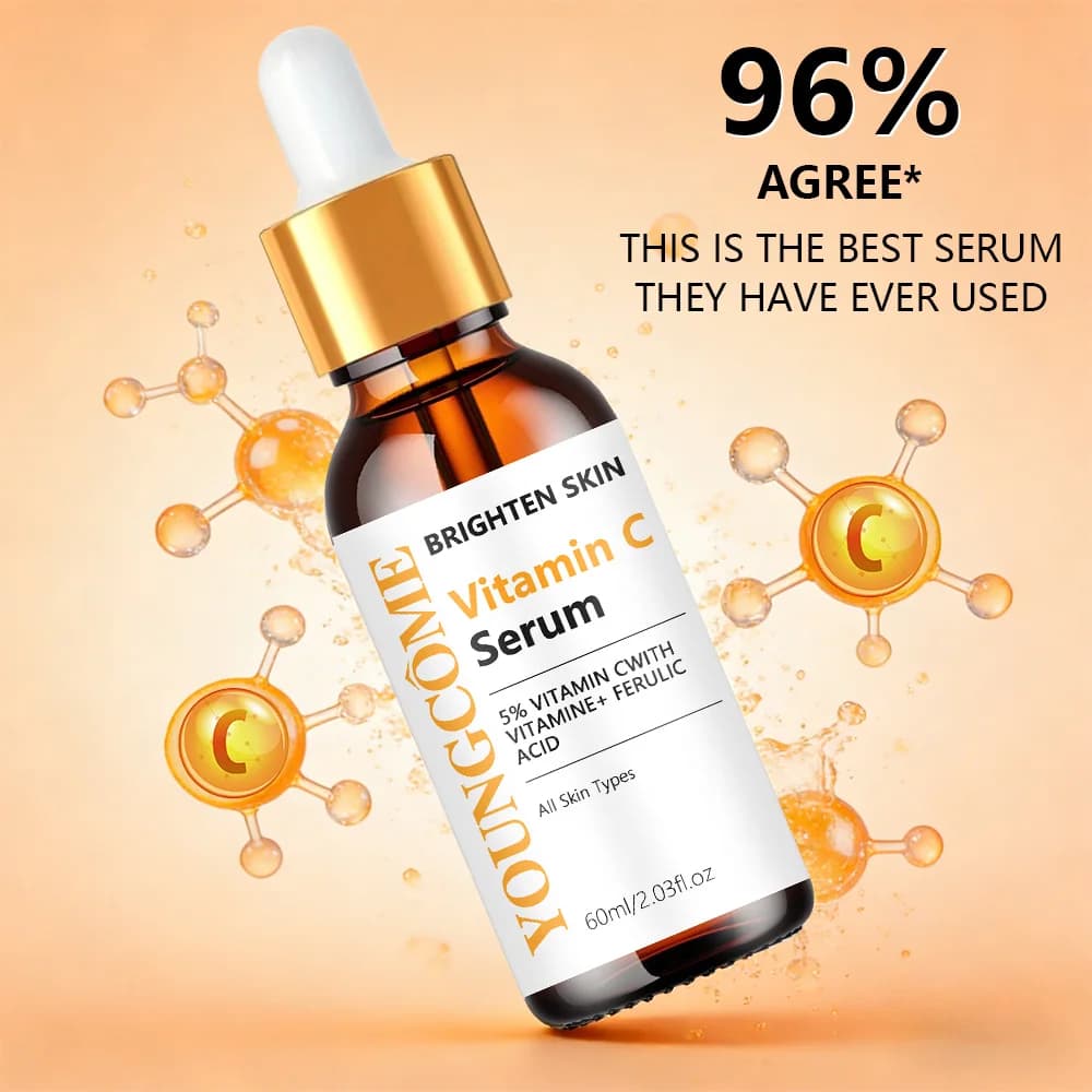 Sérum à la vitamine C avec vitamine E et acide férulique, sérum éclaircissant pour tous types de peau, sérum visage pour soins quotidiens