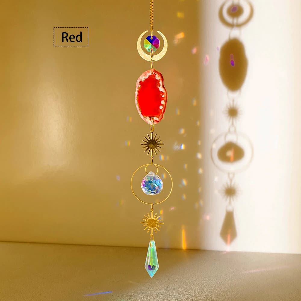 Attrape-soleil en Agate avec pierres naturelles, pour fabricant d'arc-en-ciel, attrape-soleil suspendu en cristal pour sorcière, carillon à vent, décoration murale