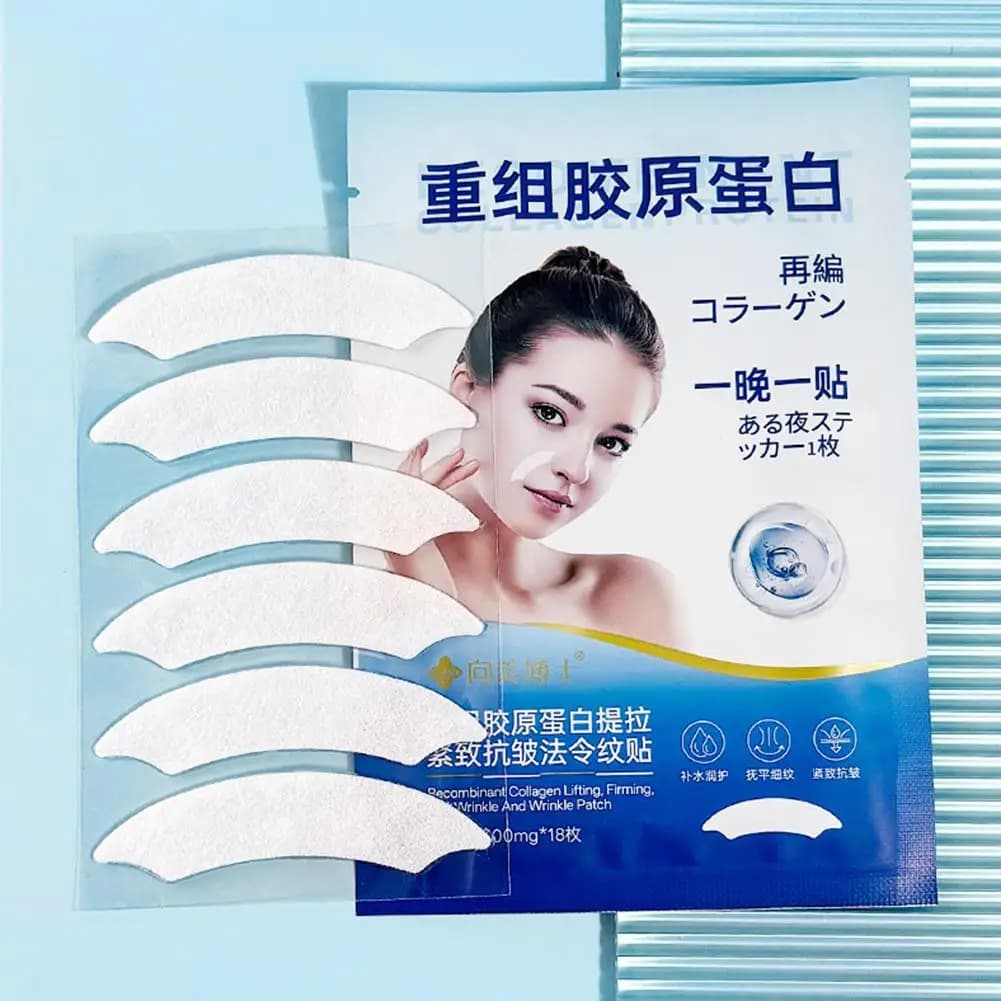 Patchs anti-rides pour le visage – 18 patchs Masques pour la nuit pour réduire les rides du visage, les lignes souriantes, les ridules et les rides du menton