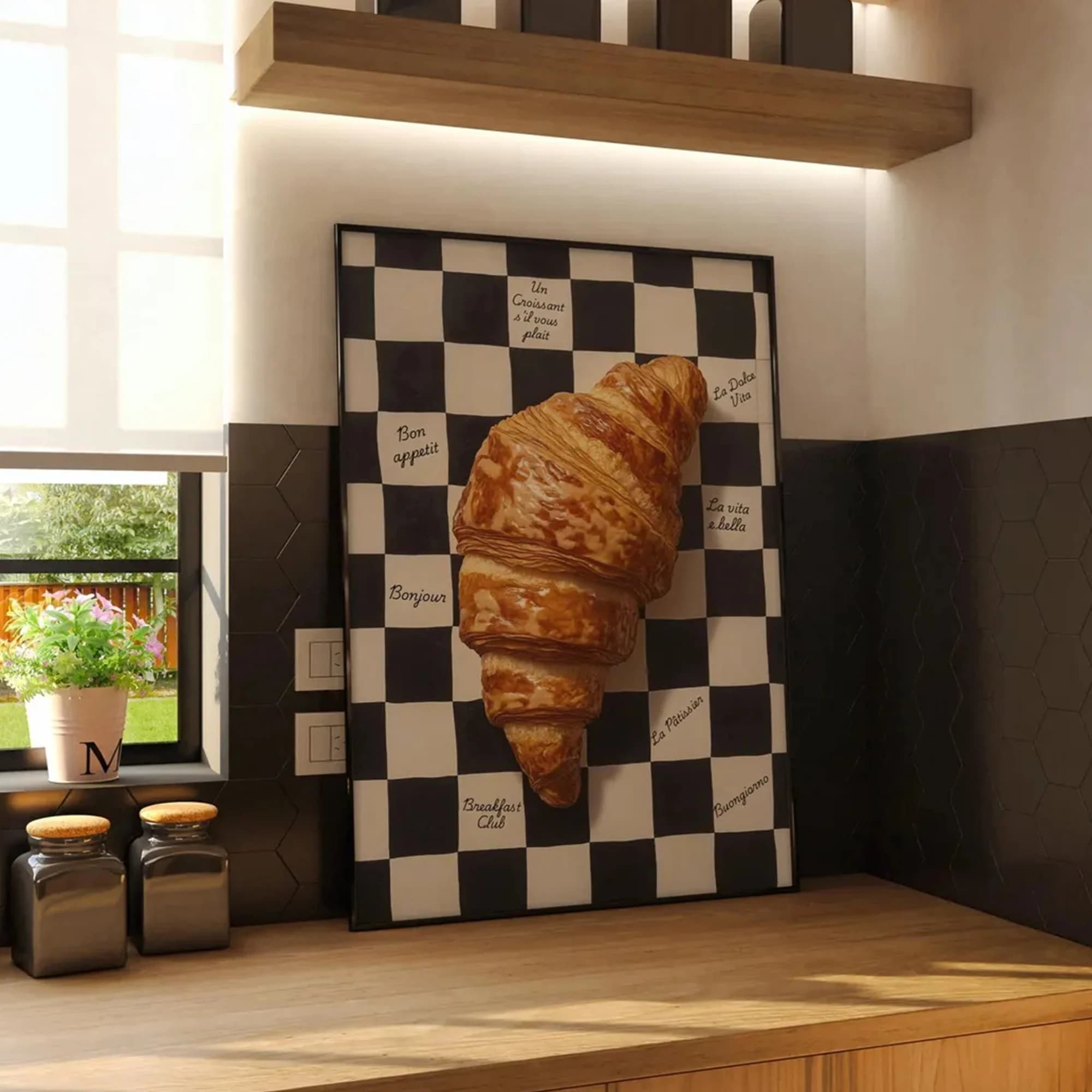 Impression sur toile d'art mural représentant un croissant français, cuisine italienne, affiche, tableau pour la cuisine, l'appartement, la chambre à coucher, décoration de la maison