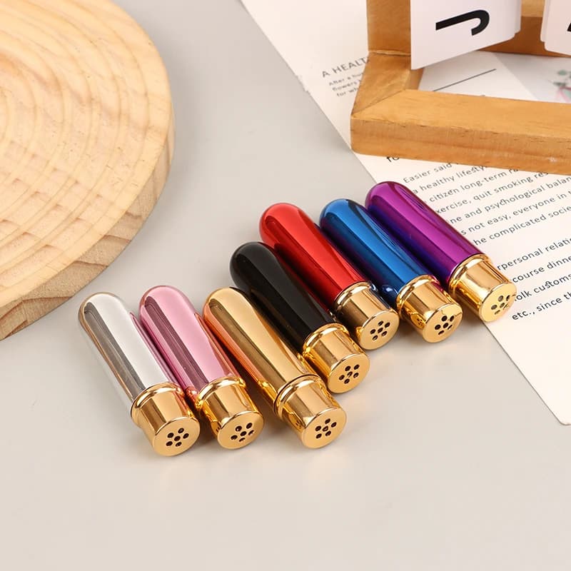 Inhalateur Nasal Huiles Essentielles Aromathérapie Tube en Aluminium 5ml Rechargeable DIY Bien-être Relaxation Soulagement du Stress Naturel Portable
