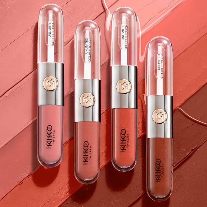 Nouveau Rouge à Lèvres Double Embout Kiko, Gloss Transparent Effet Miroir, Huile à Lèvres Longue Tenue, Gloss Riche et Sexy, Teinte Thé au Lait, Maquillage Naturel