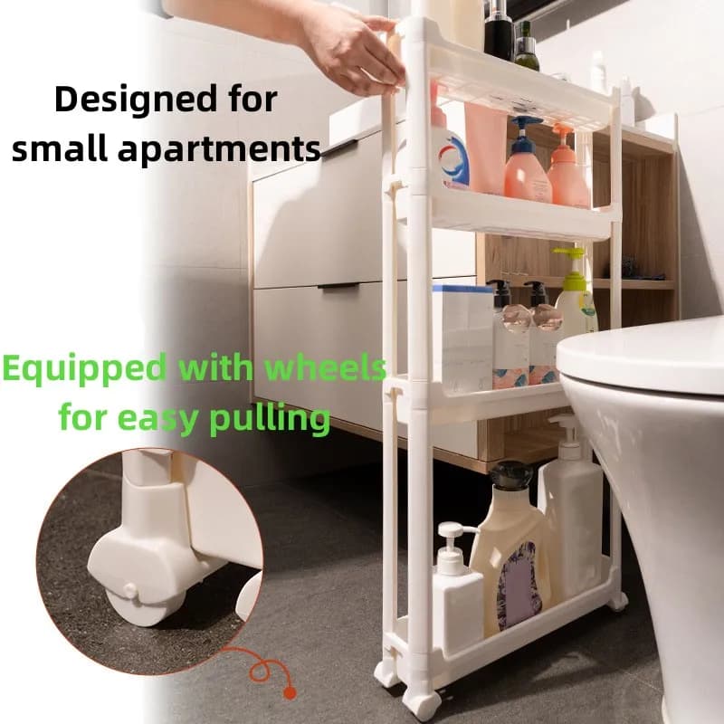 Armoire de rangement derrière la porte, support de rangement pour salle de bain et cuisine, armoire étroite multicouche, gain de place, chariot de rangement