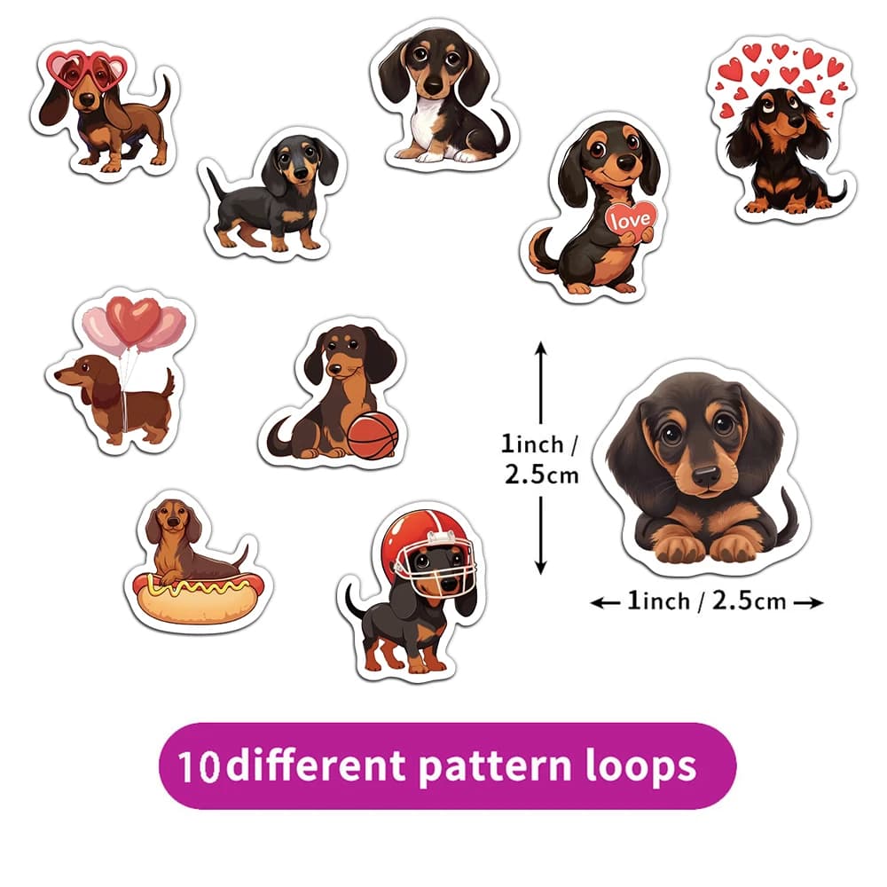 Autocollant en rouleau de dessin animé de chien de saucisse mignon, autocollant de sceau d'enveloppe de compte à main, autocollant décoratif étanche 500 pièces