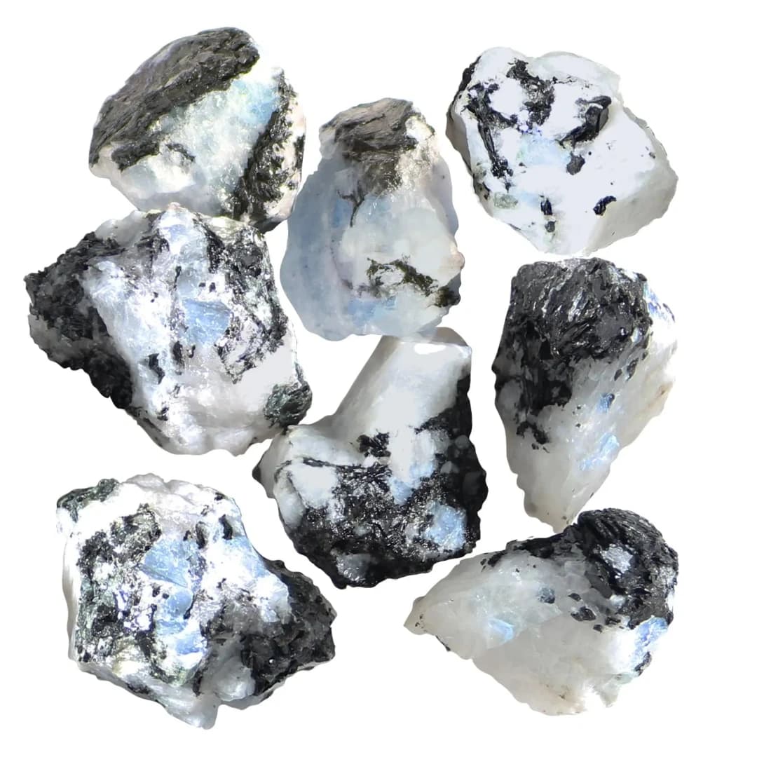 Pierre de lune arc-en-ciel naturelle 40g/120g/240g, pierre brute minérale, pierre noire et blanche, bonsaï de jardin pour aquarium, décoration de la maison, cadeau