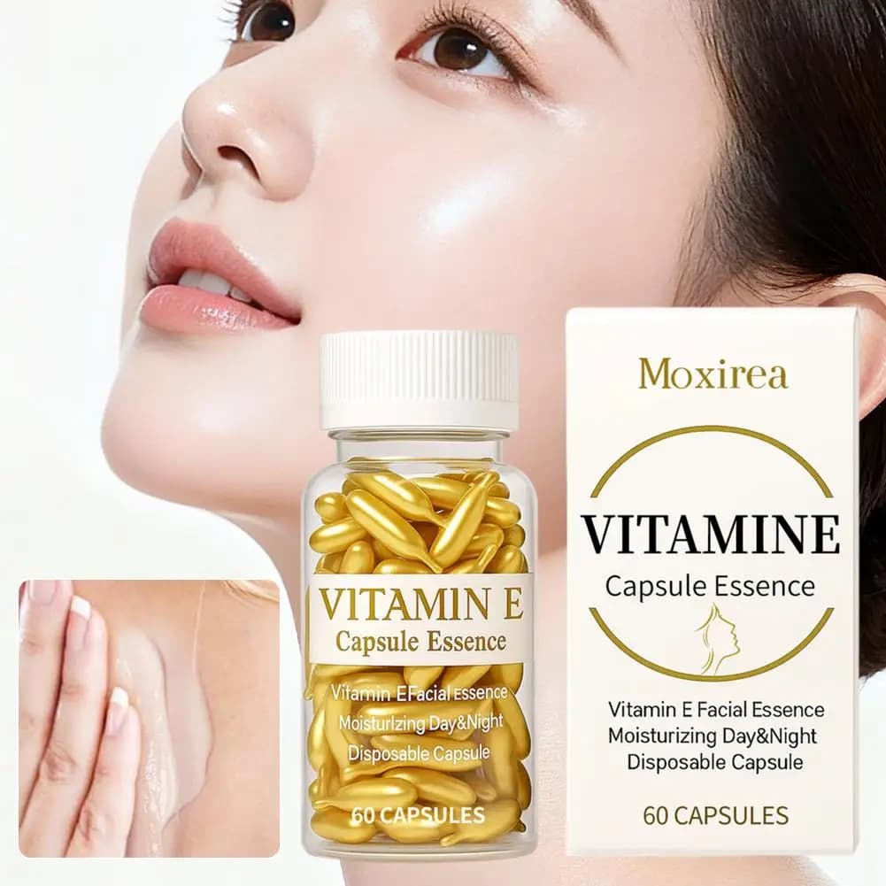 Capsules de sérum à la vitamine E, capsules d'essence à usage unique, soin hydratant et nourrissant pour la peau du visage, 60 capsules/flacon