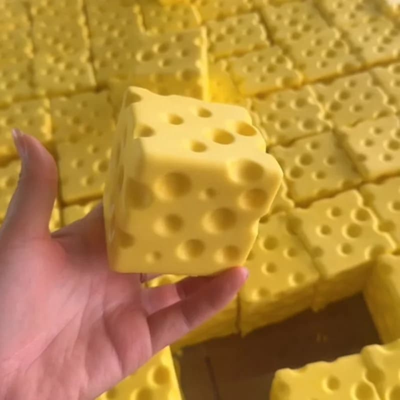 Jouet Squishy en forme de fromage simulé, Bloc de fromage géant créatif à remontée lente, Jouet anti-stress, Jouet en gros