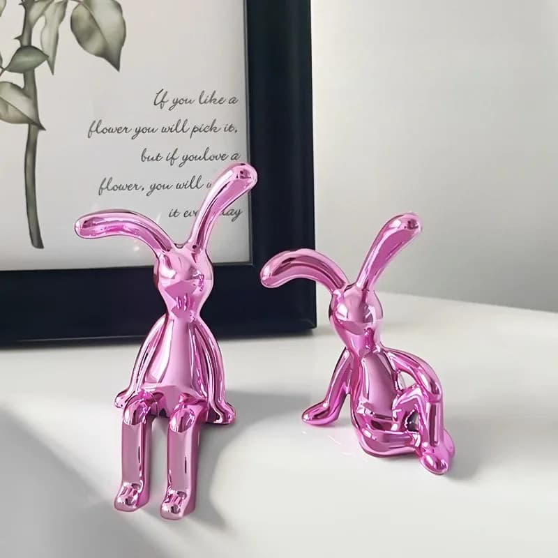 Double Statue de lapin à longues oreilles