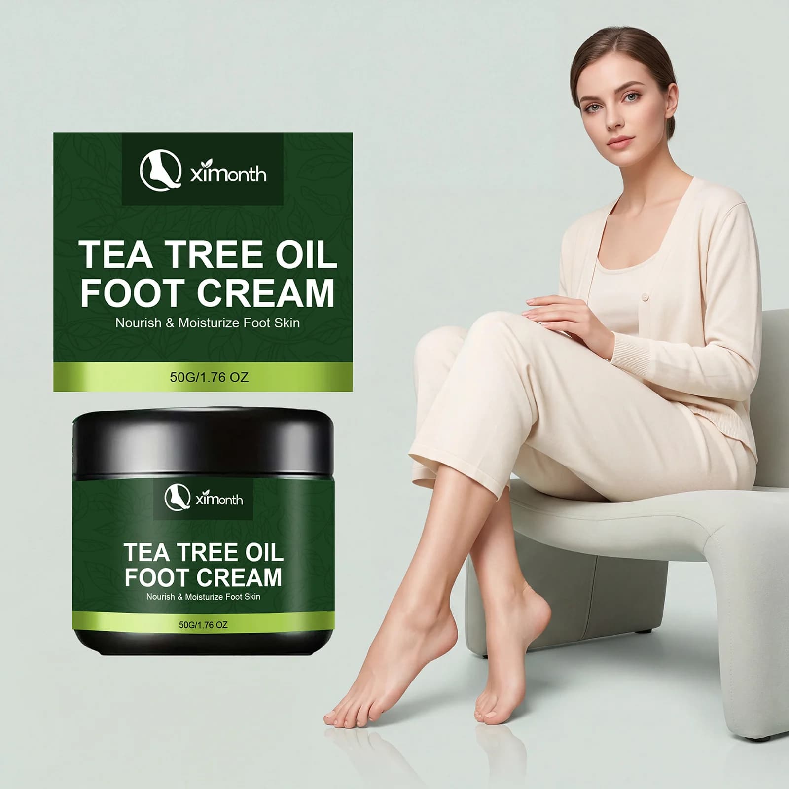 Crème pour les pieds à l'huile d'arbre à thé, améliore la peau sèche et rugueuse des talons, exfolie les peaux mortes, hydratation durable, réparation des pieds gercés