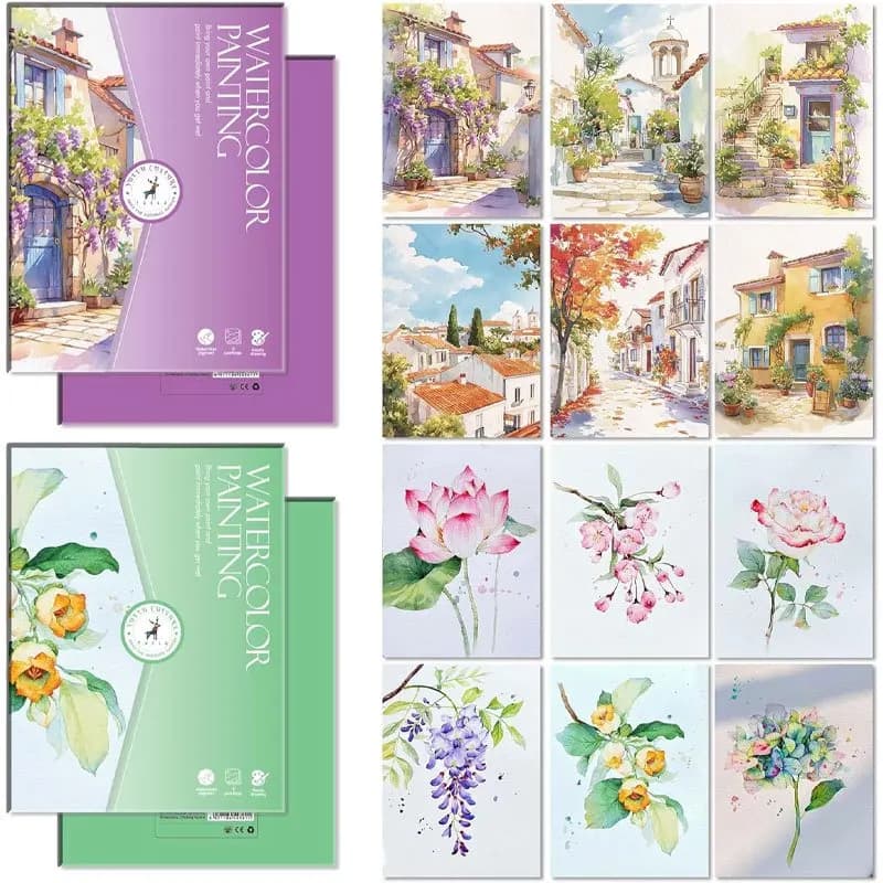 Ensemble de cahiers d'exercices d'aquarelle pour débutants, avec pinceau, fournitures artistiques et outils d'artisanat, cadeau idéal pour les amateurs de peinture