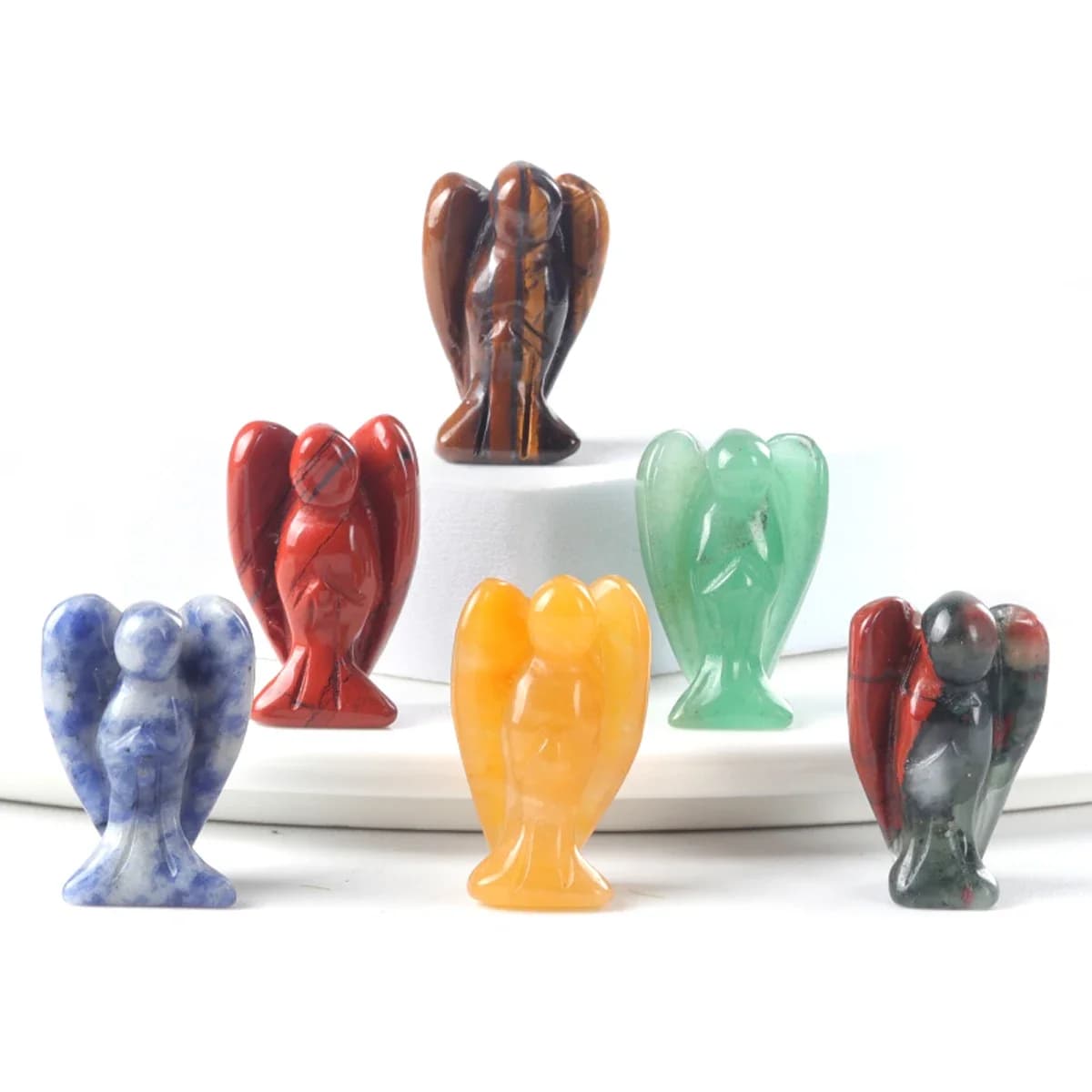 Statue d'Ange Carimplantée en Pierre Précieuse Naturelle, Figurine de Guérison Reiki, Décoration de Maison, Bibelot Artisanal, Cadeau de Noël, 1 Pièce