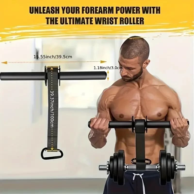 Rouleau de musculation pour avant-bras avec poignée antidérapante épaissie, sangle réglable, équipement de fitness durable pour entraînement à domicile