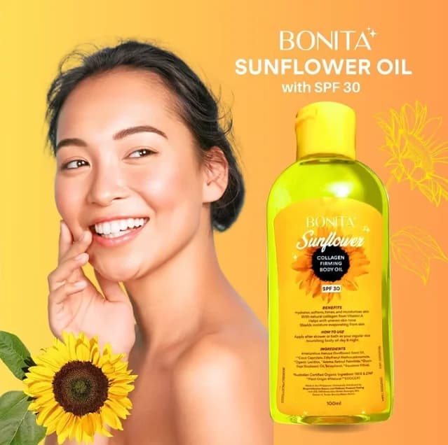 Original Bonita himalayen rose sel tournesol lavande visage corps huile collagène hydrater réduire les marques acné apaiser huile de soin du corps
