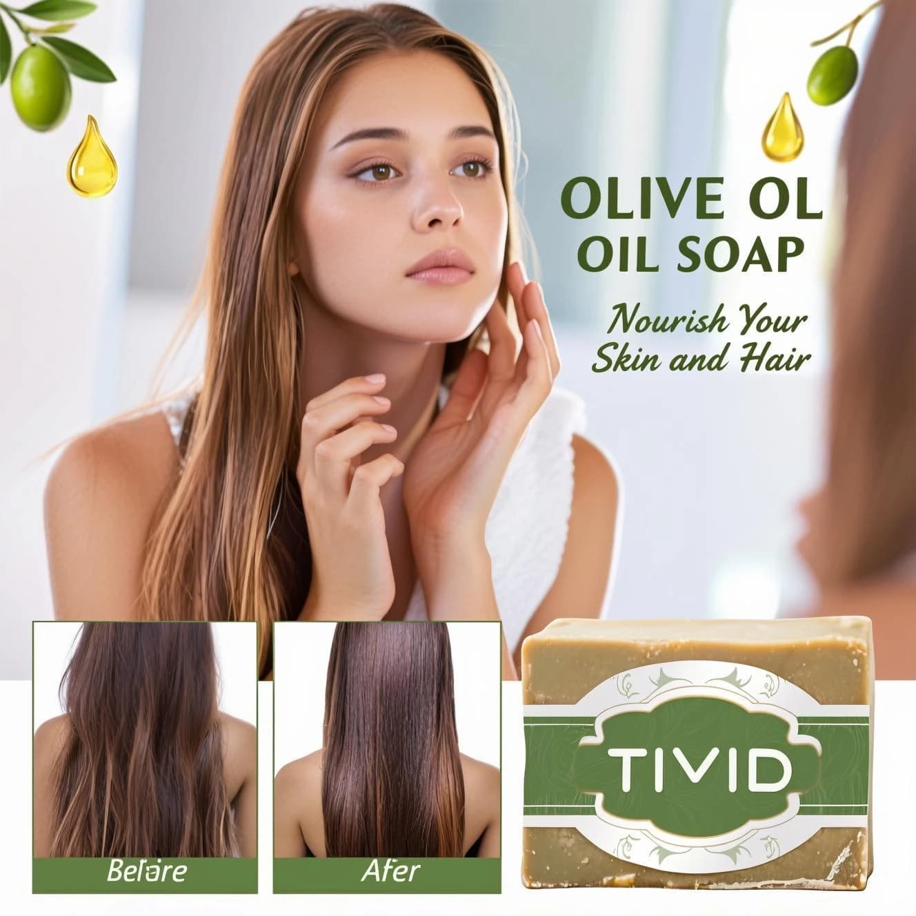 Barre de savon douce à l'huile d'olive et de laurier 200g - Fait main, Naturel pour le visage, le corps et les mains, Nettoyage à base de plantes, tous types de peau