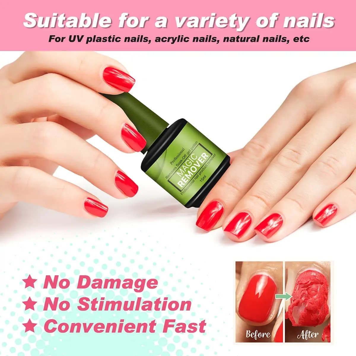 Dissolvant de vernis à ongles Gel magique rapide