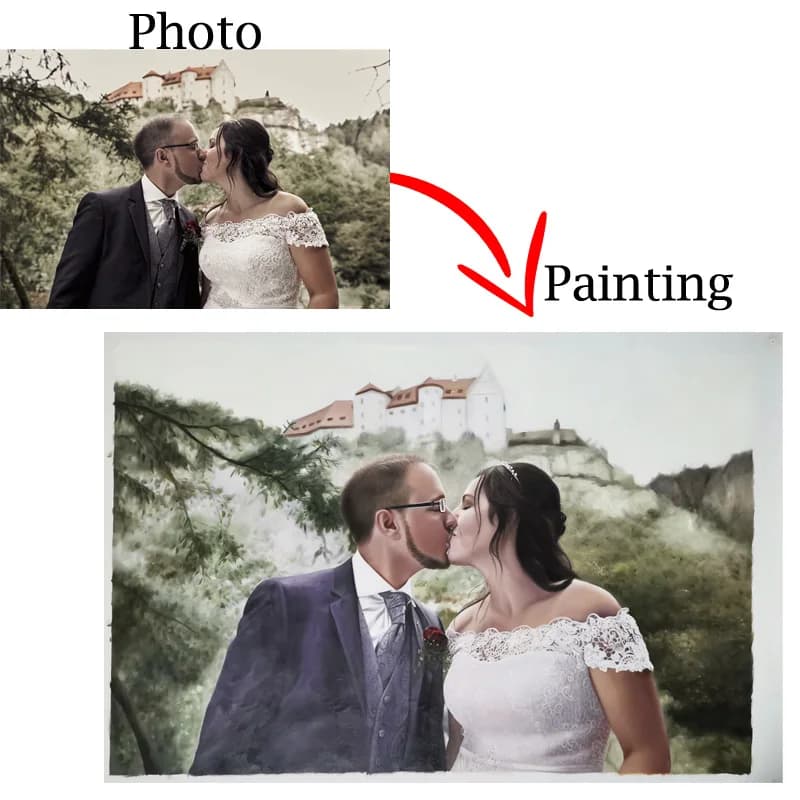 Peinture à l'huile personnalisée peinte à la main, portrait réaliste sur toile, cadeau personnel pour anniversaires, mariages, anniversaires de mariage