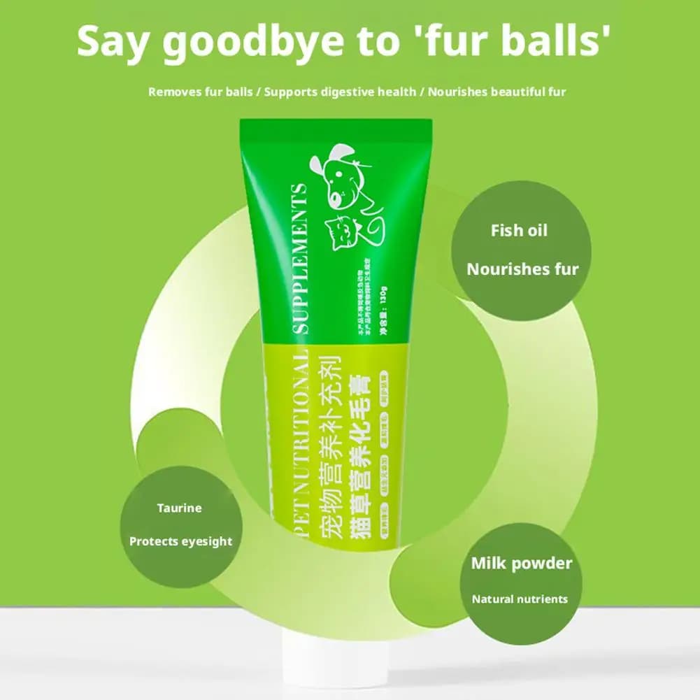 Pâte nutritionnelle pour chats contre les boules de poils avec herbe d'orge et taurine – Soutien digestif sain, formule pour un pelage brillant, sans sucre, sûre