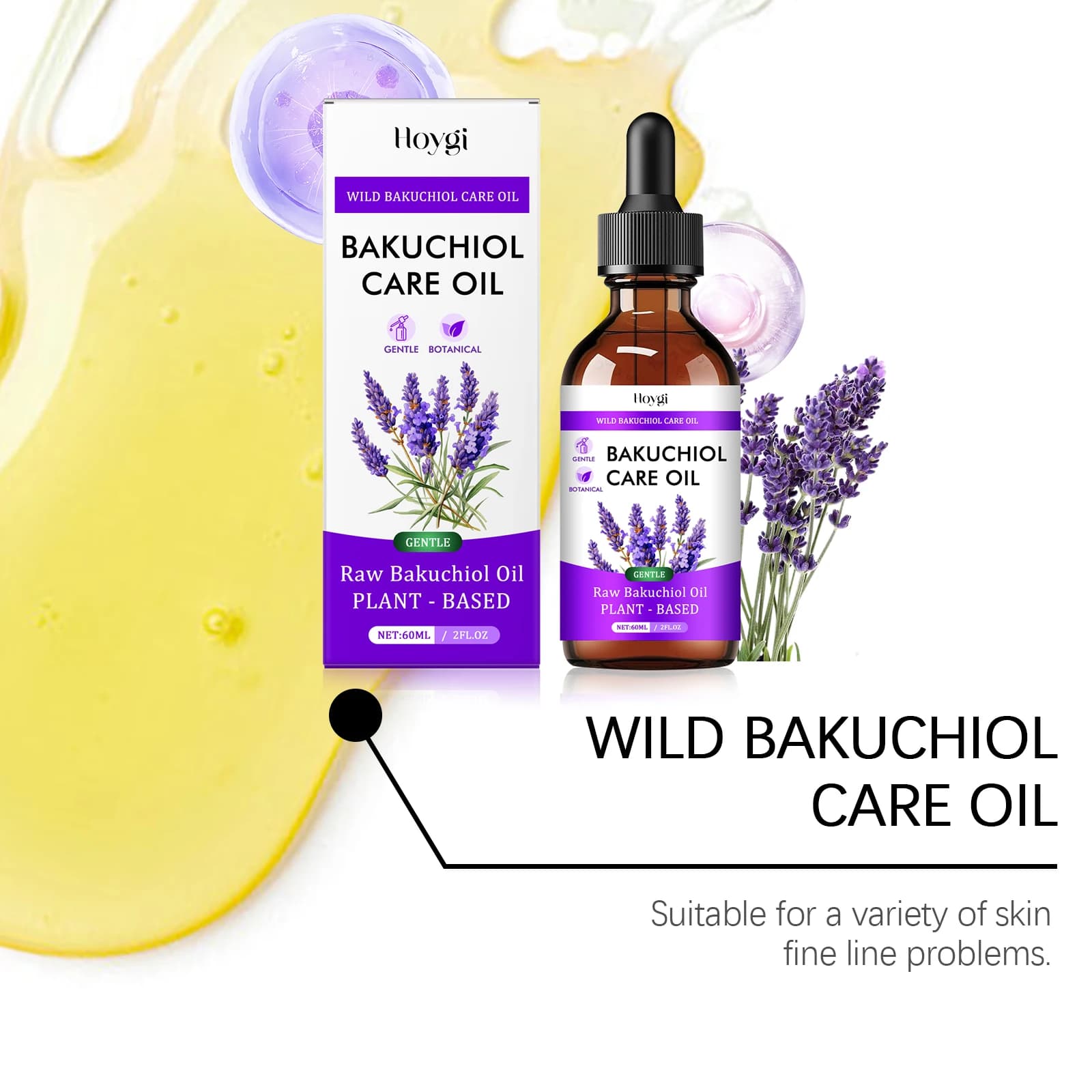Bakuchiol huile essentielle relaxante réduire les ridules lissage du visage corps soins de la peau nourrir aromathérapie huile essentielle de lavande