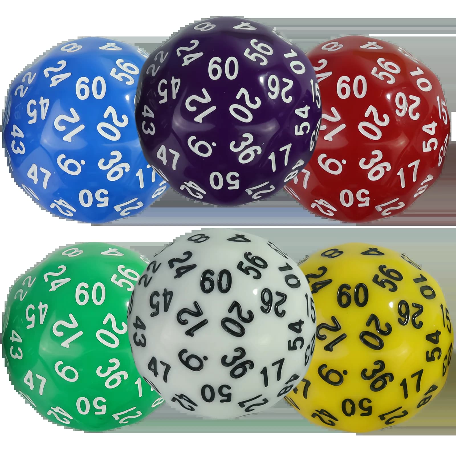 Dés à 60 faces - 1 pièce D60 à bords arrondis pour un lancer confortable
