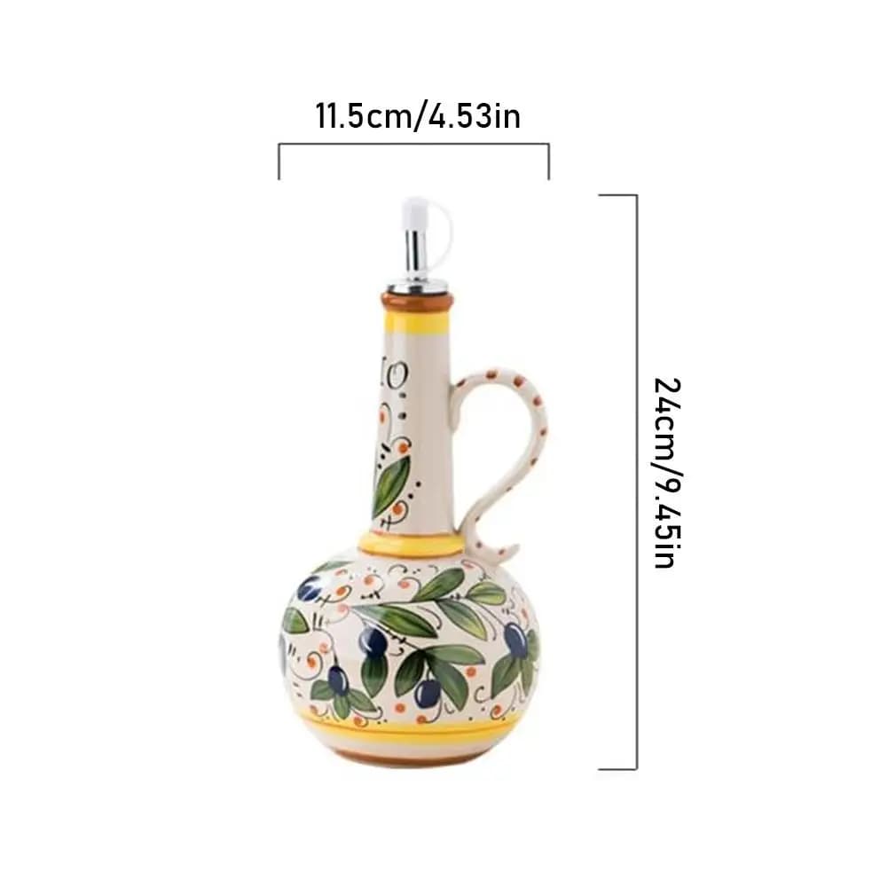 Distributeur d'huile d'olive de 500ml, bouteille de vinaigre d'huile en céramique gaufrée, conteneur de stockage de condiments, distributeur d'huile en céramique
