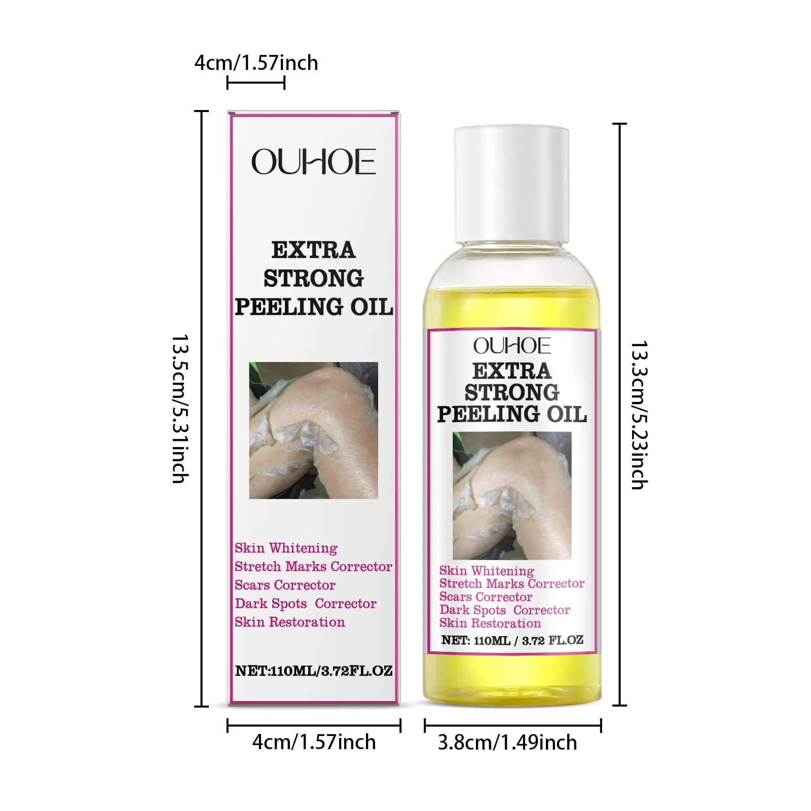 Huile exfoliante jaune pour la peau du corps, hydratante, nourrissante, éclaircissante, raffermissante, Massage et soins de beauté, 110ml