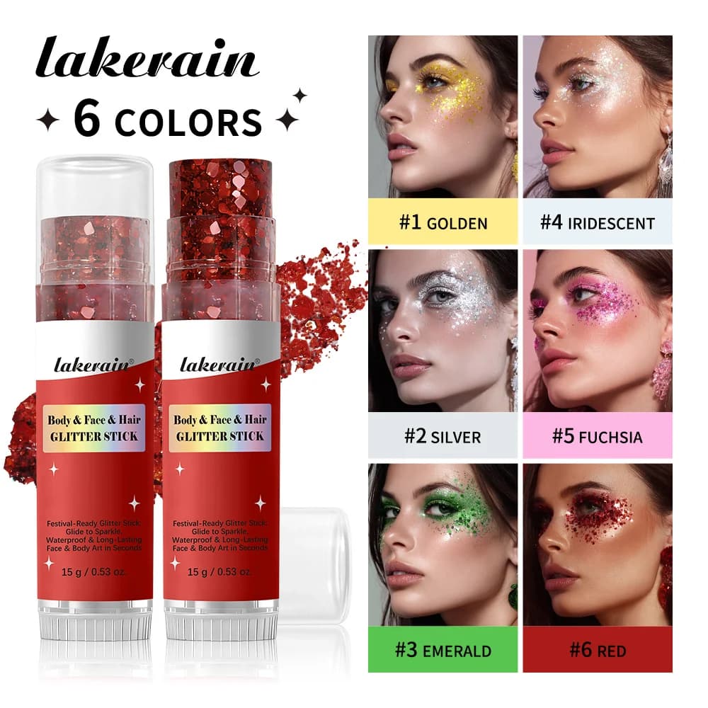 Stick scintillant pour le corps, imperméable, longue durée, non collant, lisse, paillettes riches et éblouissantes, pour le maquillage de festival et de fête