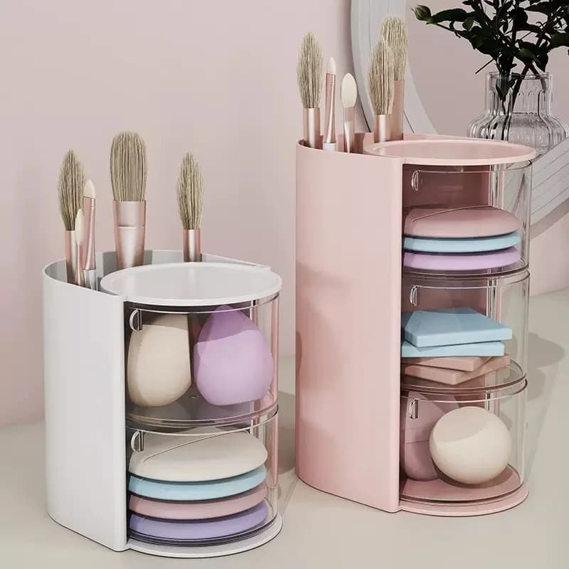 Boîte de rangement pour bouffées de beauté, éponge de maquillage, tampon en coton, boîte à poudre compacte pour coussin, boîte de rangement pour crayons à sourcils et pinceaux, 1 pièce