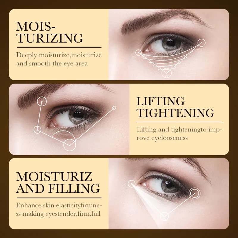 Crème pour les yeux à l'acide hyaluronique or 24 carats, Anti-cernes, sacs pour les yeux, raffermissant, hydratant, produits de soins pour la peau
