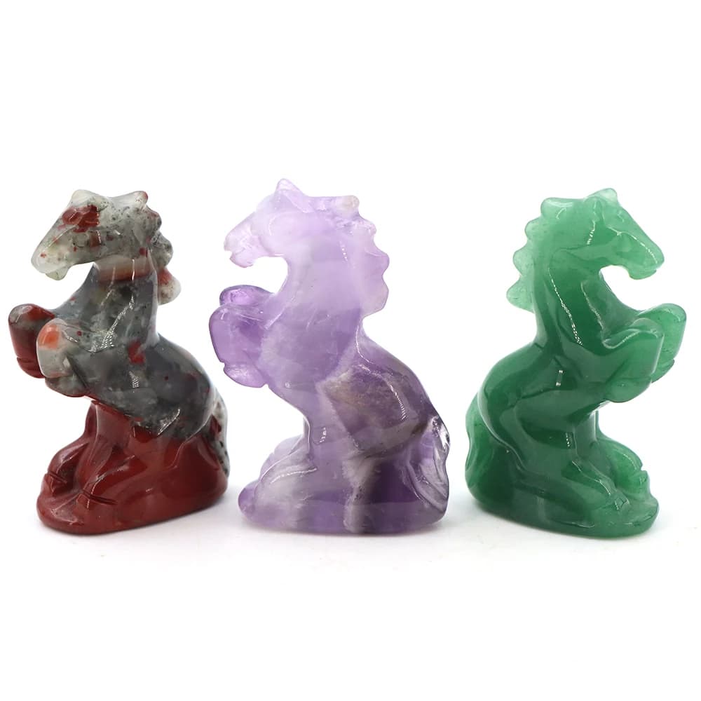 Statue de cheval au galop, 1 pièce, ornement en pierre naturelle, gemme Reiki sculptée à la main, Figurines, artisanat d'animaux, cristaux de guérison, cadeaux