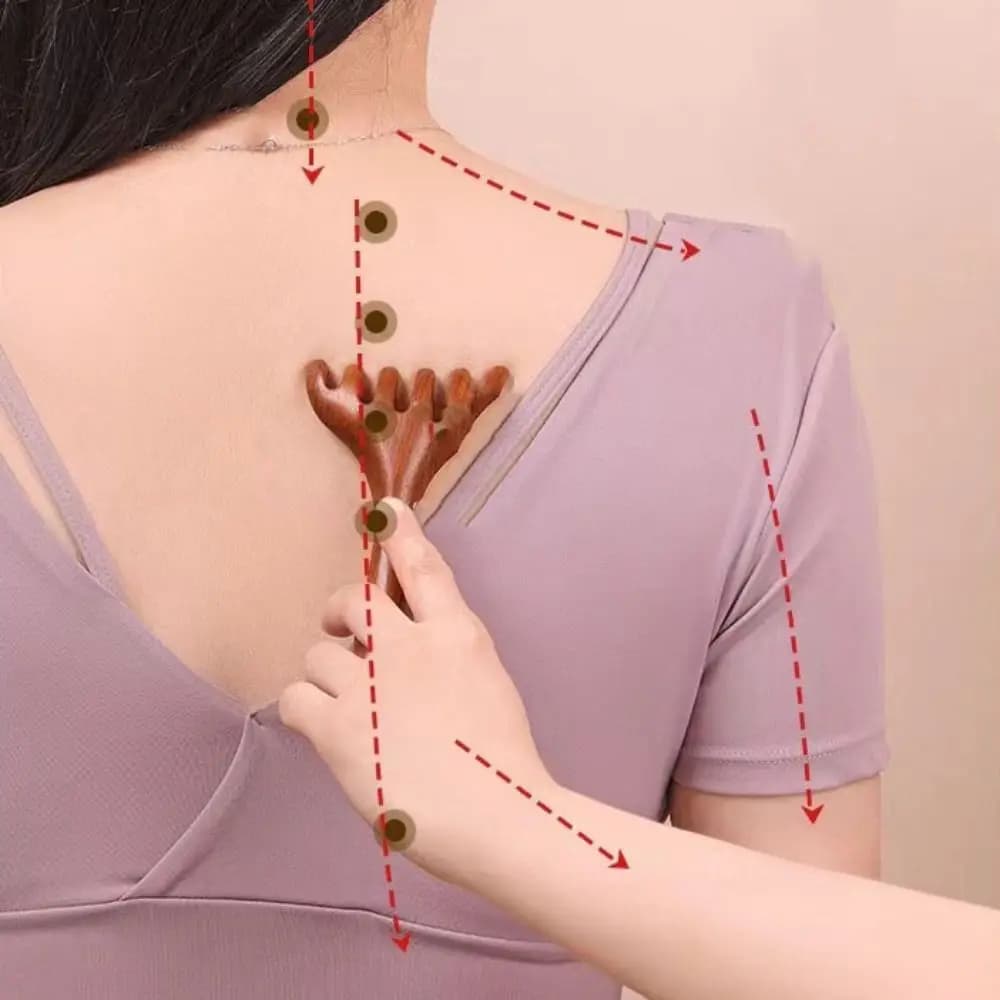 Peigne de Massage méridien relaxant du cuir chevelu, 5 pièces, bois de santal, Circulation sanguine, antistatique, cheveux lisses