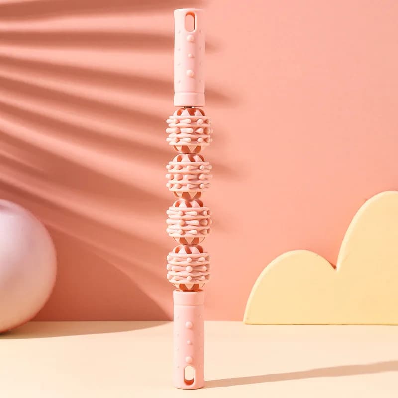 Bâton de Massage musculaire à 4 boules, Relaxation, Yoga, Fitness, dent de loup, Fascia pour mollets, cuisses, quadriceps, bras, avant-bras
