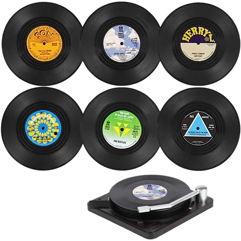 Sous-verres de disque vinyle rétro amusants