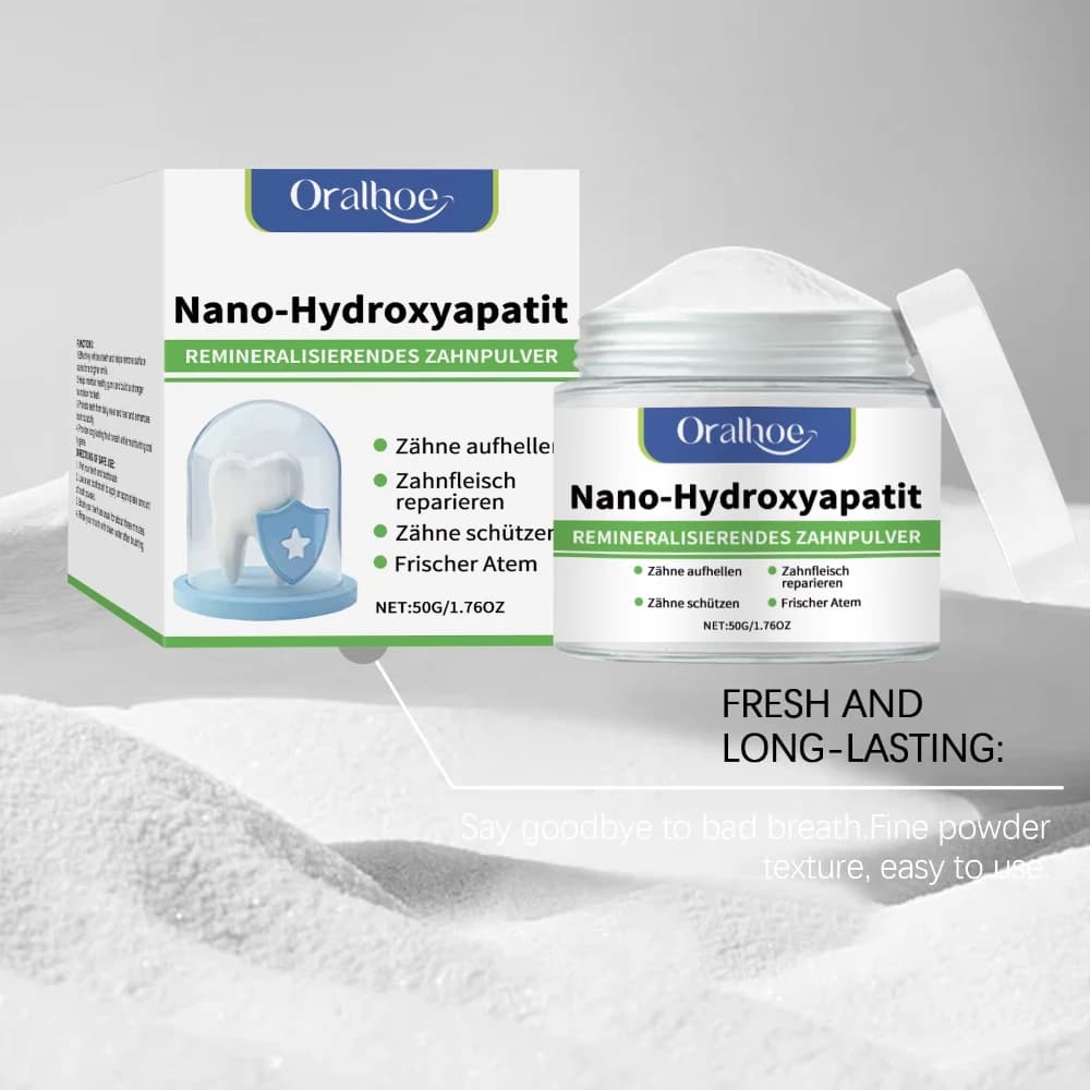 Poudre blanchissante reminéralisante à base de nano-hydroxyapatite, soin buccal doux, éclaircit les dents jaunes, élimine les taches, nourrit les gencives