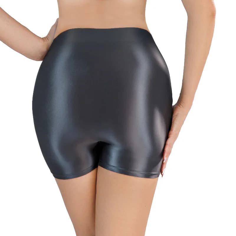 Short transparent sexy brillant à l'huile pour femme, coupe couvertes, pantalon de yoga sans couture, bas de sport décontracté pour la maison, adapté à AqFitness