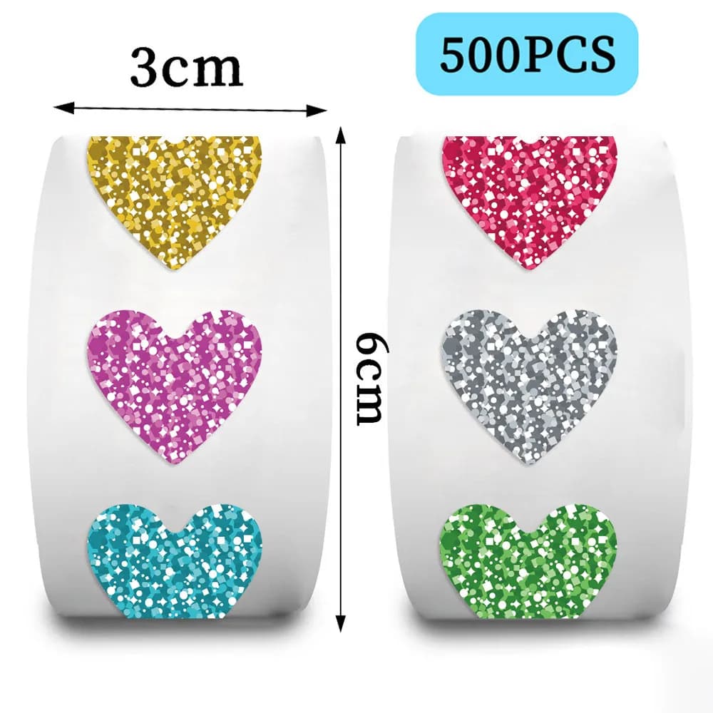 500 autocollants en forme de cœur pour enfants, pour scrapbooking, décoration de coques de téléphone, boutique RecordingYourLife