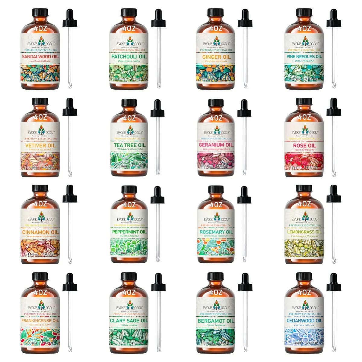 EVOKE OCCU 118ML/4 Fl.Oz. Huiles essentielles pures pour diffuseur de parfum, humidificateur, aromathérapie, massage, fabrication de bougies, savon, bain