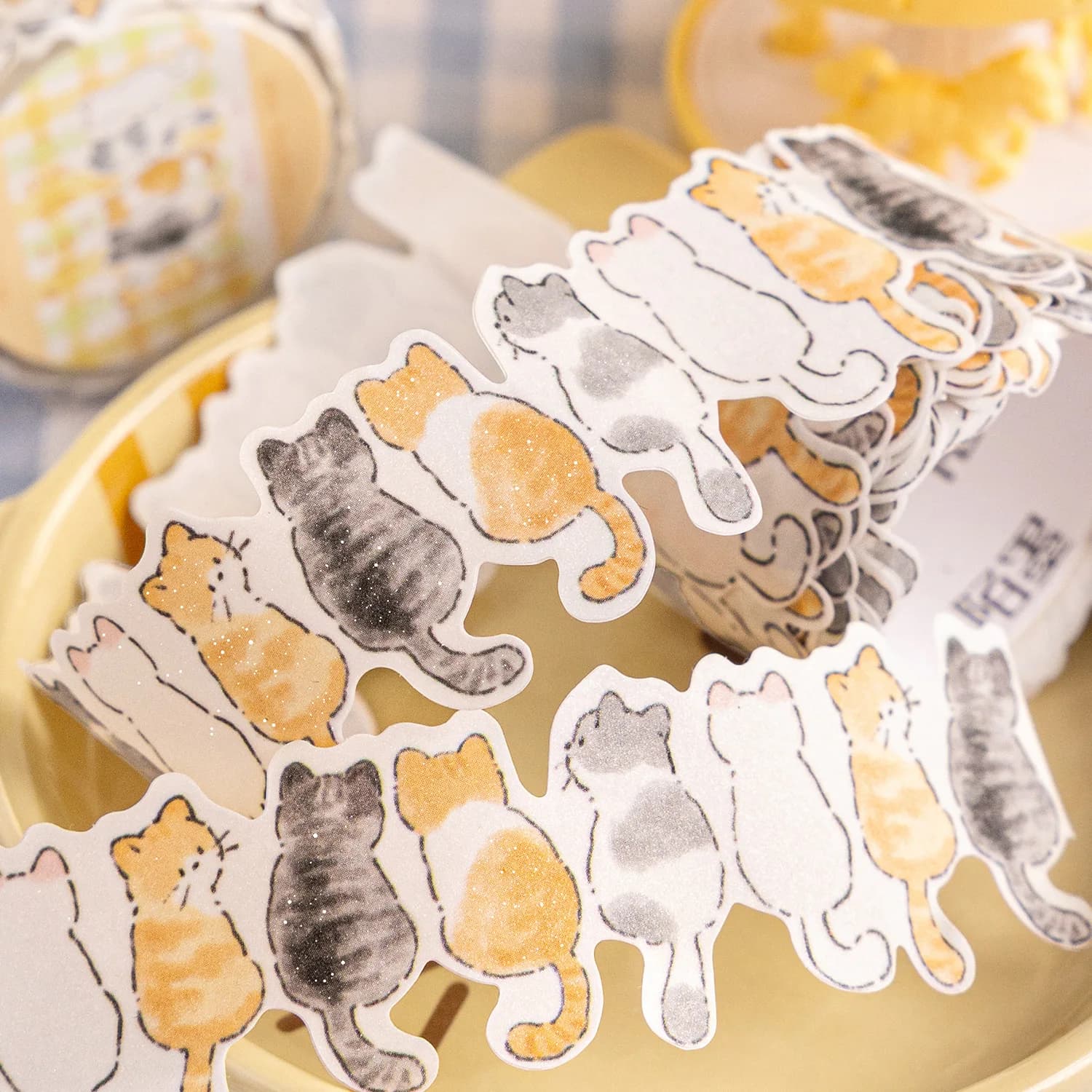 Ruban adhésif décoratif chat mignon de 2m/rouleau pour scrapbooking, fond de page, album, enveloppe, journal, marqueur, papeterie, autocollants