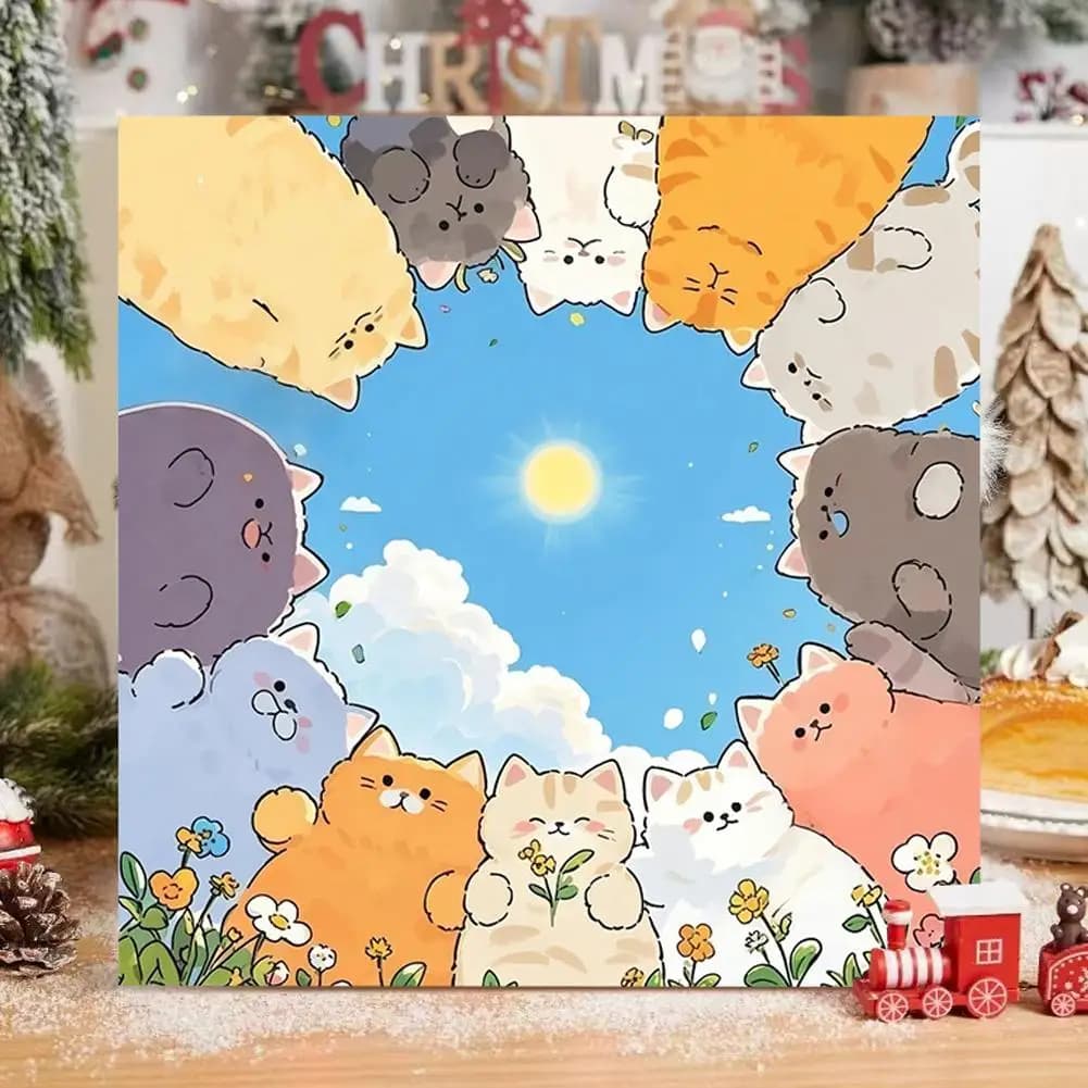 Peinture à l'huile paquet livre chat